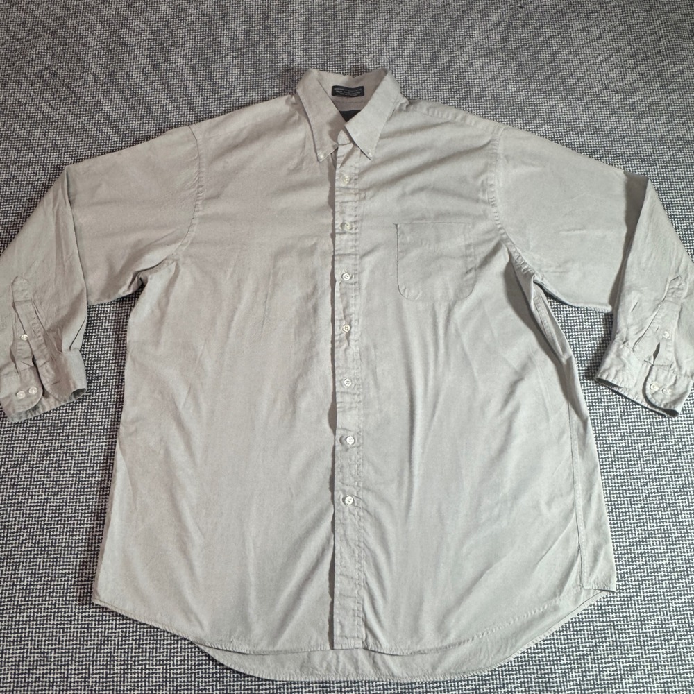 Executive Collection Mens Gray Cotton Pinpoint Oxford Button Down Shirt 18 34/35